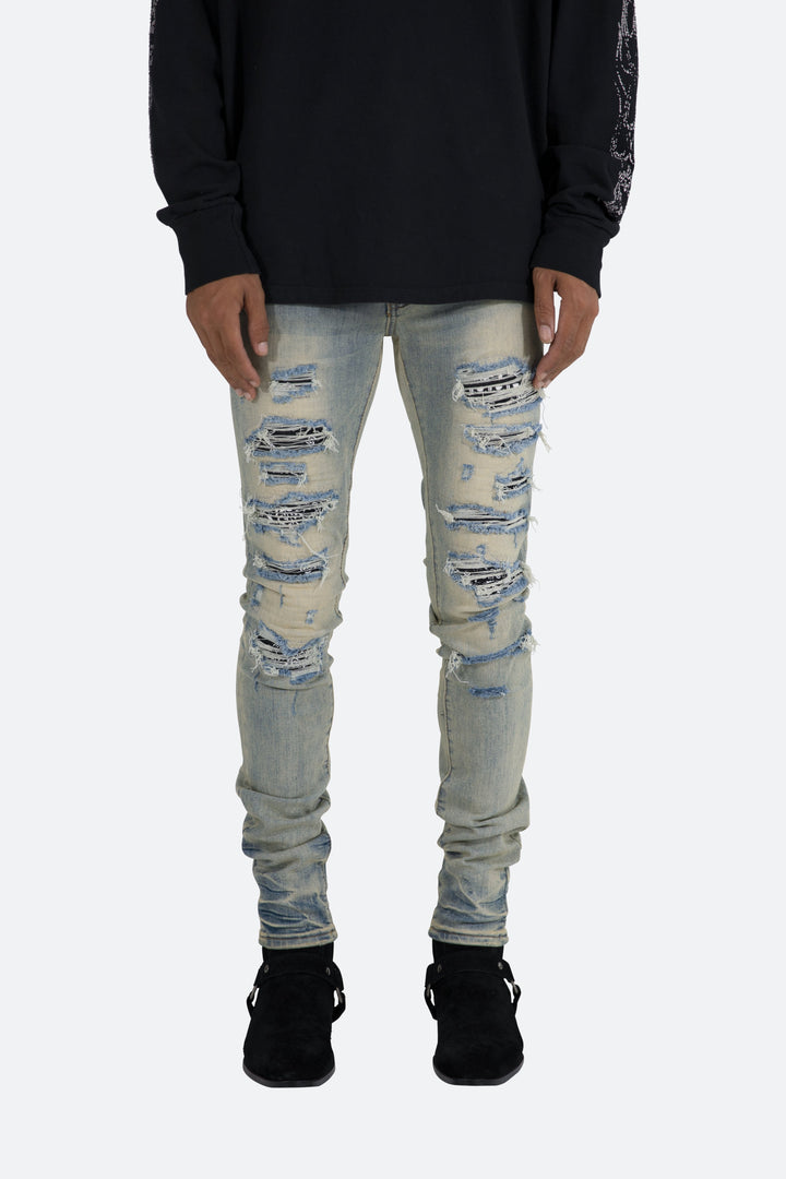 Mnml X165 Paisley Skinny Denim - Blue/Black 2 Mnml X165 Paisley Skinny Denim - Blue/Black