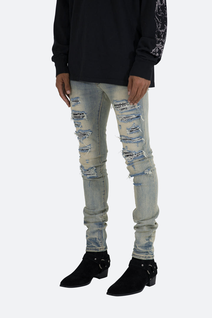 Mnml X165 Paisley Skinny Denim - Blue/Black 3 Mnml X165 Paisley Skinny Denim - Blue/Black