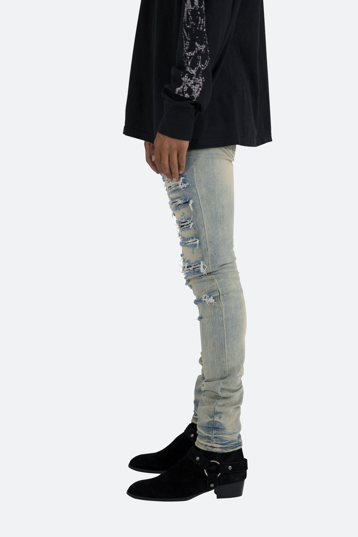Mnml X165 Paisley Skinny Denim - Blue/Black 4 Mnml X165 Paisley Skinny Denim - Blue/Black