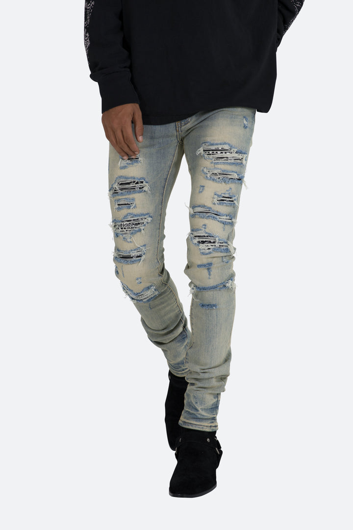 Mnml X165 Paisley Skinny Denim - Blue/Black 9 Mnml X165 Paisley Skinny Denim - Blue/Black
