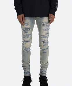 Mnml X165 Paisley Skinny Denim - Blue/Black