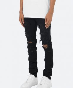 Mnml X201 Rhinestone Skinny Denim - Black