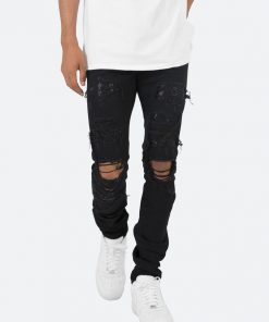 Mnml X201 Rhinestone Skinny Denim - Black