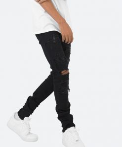 Mnml X201 Rhinestone Skinny Denim - Black