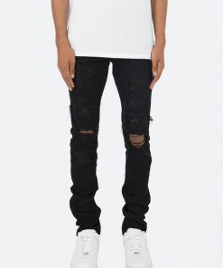 Mnml X201 Rhinestone Skinny Denim - Black