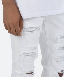Mnml X201 Rhinestone Skinny Denim - White