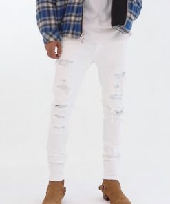 Mnml X201 Rhinestone Skinny Denim - White