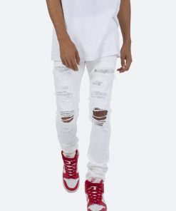 Mnml X201 Rhinestone Skinny Denim - White