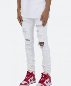 Mnml X201 Rhinestone Skinny Denim - White