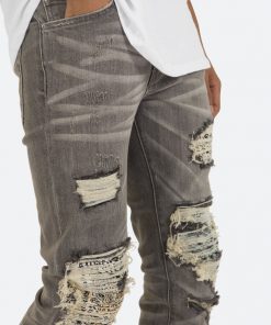 Mnml X284 Moto Skinny Denim - Grey/Blue