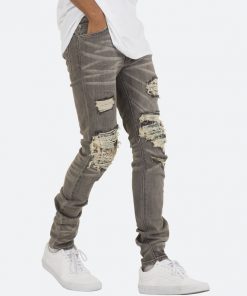 Mnml X284 Moto Skinny Denim - Grey/Blue