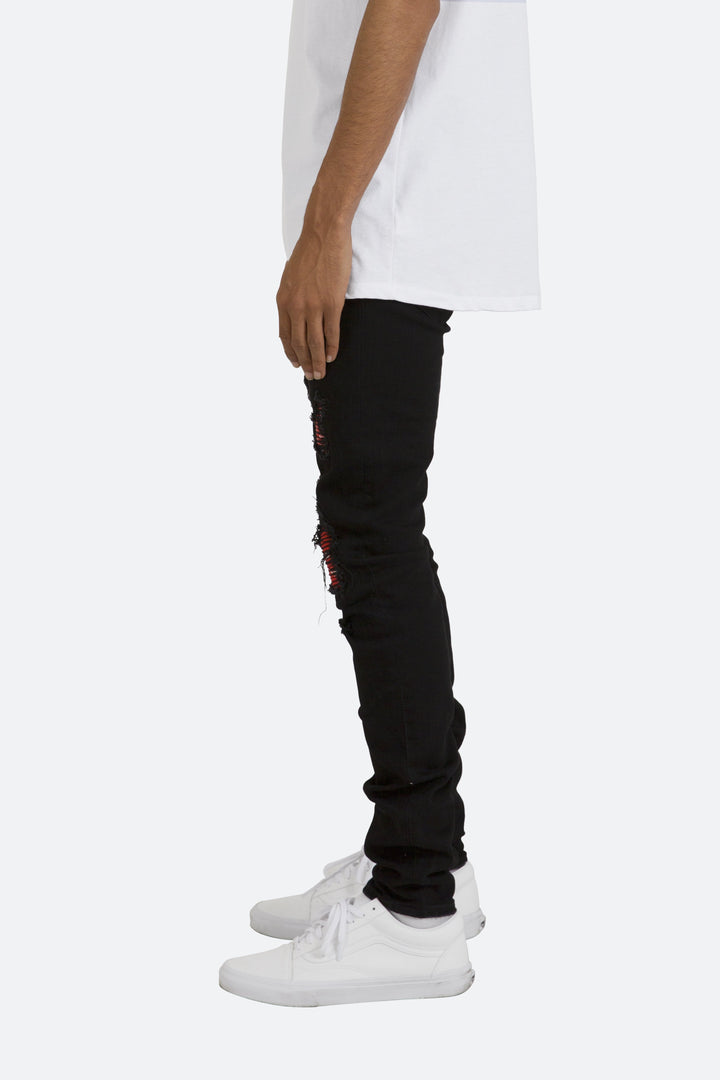 Mnml X285 Moto Skinny Denim - Black/Red 5 Mnml X285 Moto Skinny Denim - Black/Red
