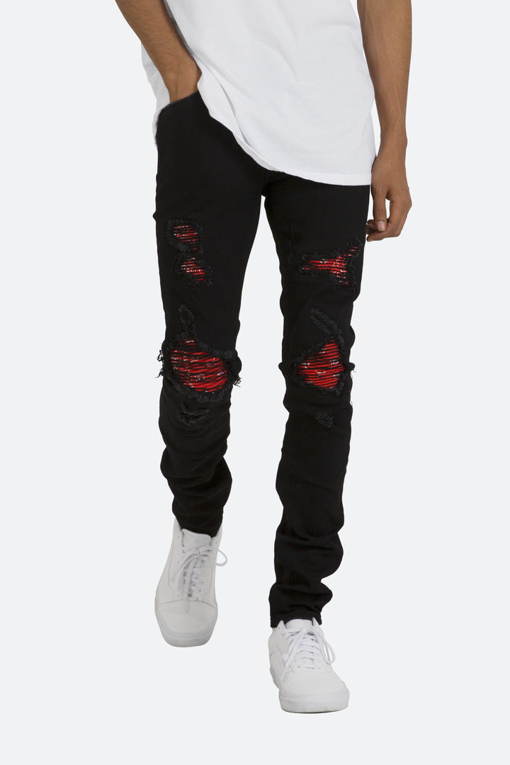 Mnml X285 Moto Skinny Denim - Black/Red 7 Mnml X285 Moto Skinny Denim - Black/Red
