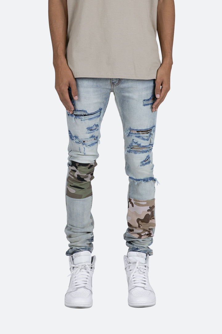 Mnml X408 Repaired Skinny Denim - Blue 2 Mnml X408 Repaired Skinny Denim - Blue