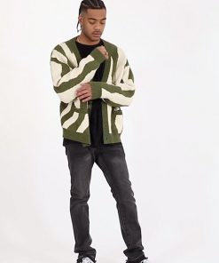 Mnml Outerwear Zebra Cardigan - Green/White