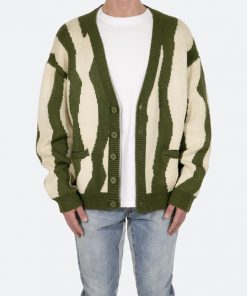 Mnml Outerwear Zebra Cardigan - Green/White