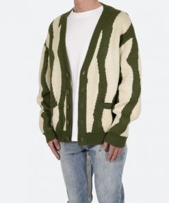 Mnml Outerwear Zebra Cardigan - Green/White