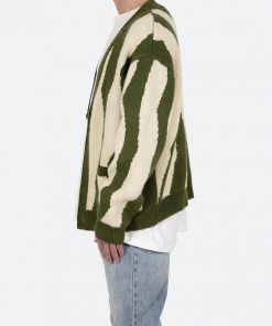 Mnml Outerwear Zebra Cardigan - Green/White