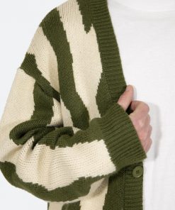 Mnml Outerwear Zebra Cardigan - Green/White
