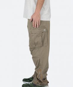 Mnml Zipper Denim Cargo Pants - Khaki
